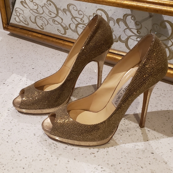 100% Authentic Jimmy Choo Crown Champagne Glitter - Picture 2 of 11
